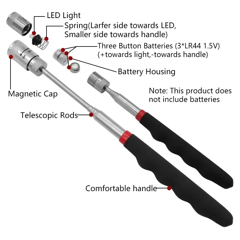 Fishing Rod Telescopic - Teleskopowy długopis magnetyczny z lampką LED,